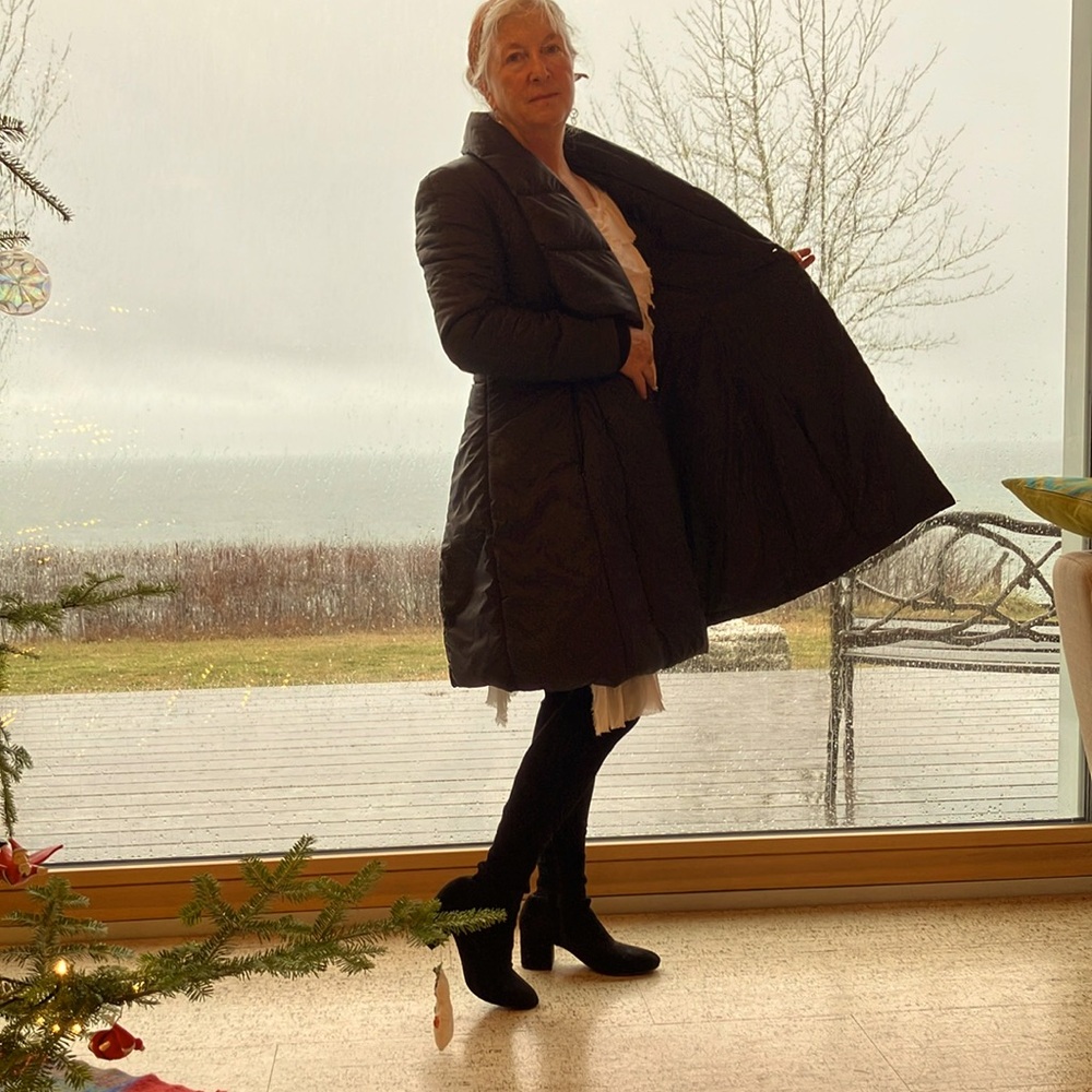 Halston Heritage puffy winter coat trending toward elegance.